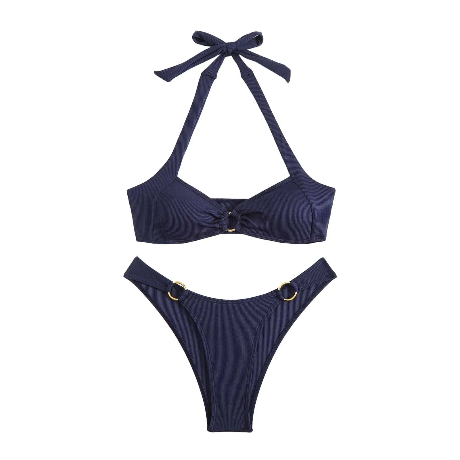 2025 Sexy Women'S Swimsuit Summer Bikini Two-Piece Swimwear for Woman Beachwear Halter Bikinis Sets Swimming Beach Bathing Suits